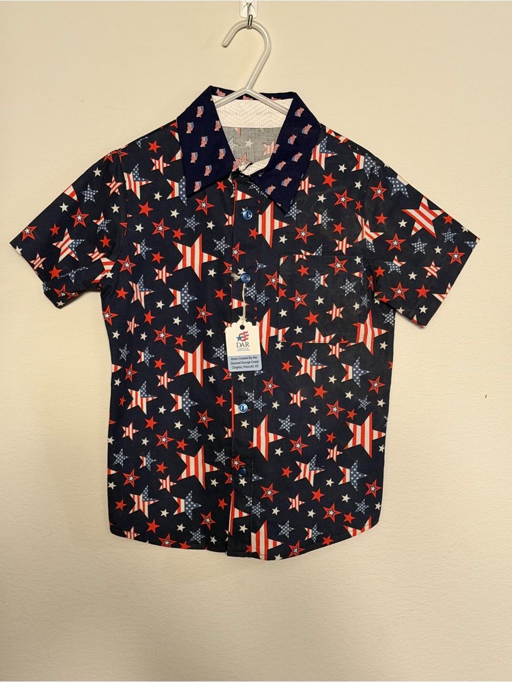 Kids Navy Star-Print Short Sleeve Shirt